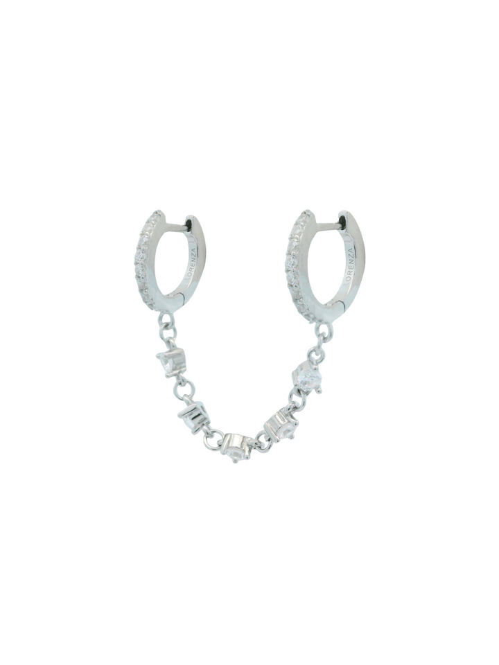Arracada Doble Con Cadena Zirconia