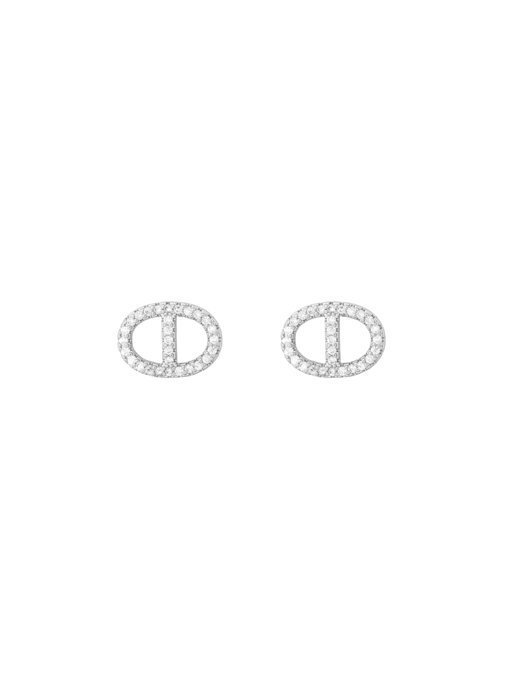 Par Arete Ovalo Zirconias Con Linea