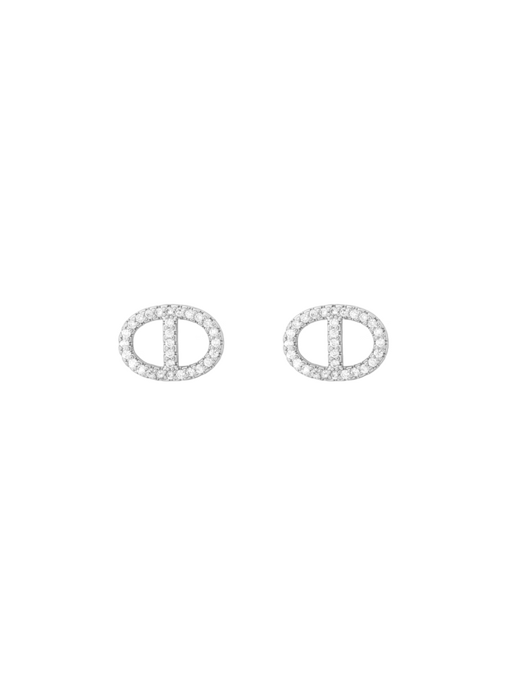 Par Arete Ovalo Zirconias Con Linea