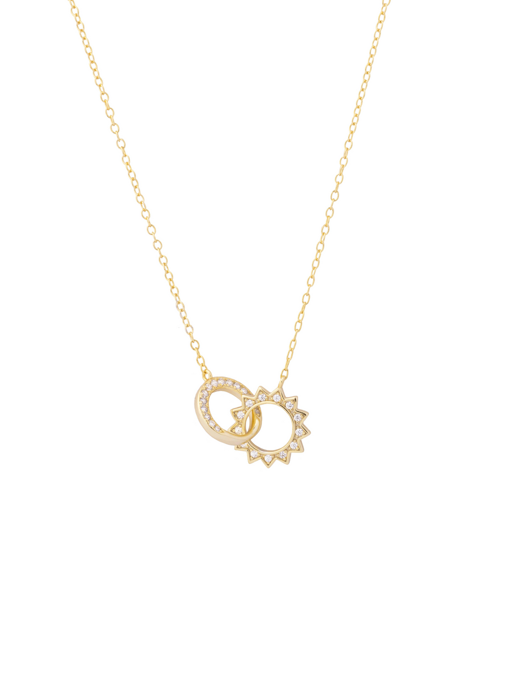 Collar Enlazado Sol y Circulo Zirconias