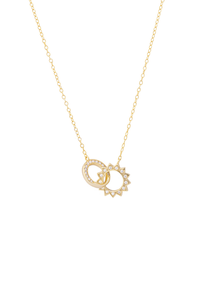 Collar Enlazado Sol y Circulo Zirconias