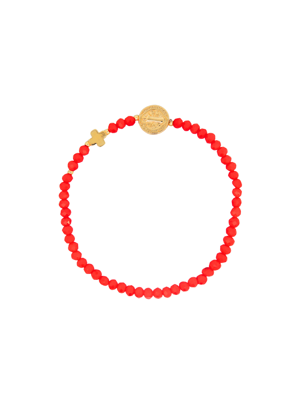 Pulsera Chaquiras Con San Benito y Cruz