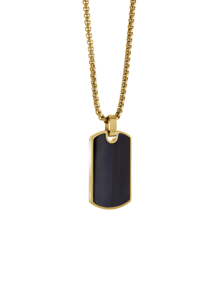 Collar Con DogTag Piedra Negra