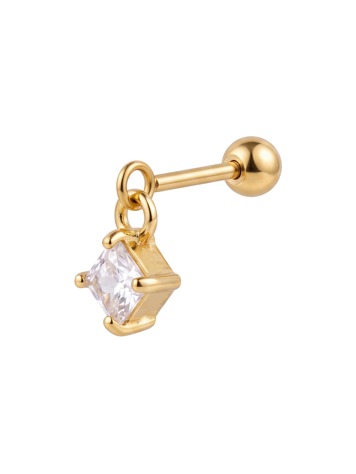 Arete Colgante Zirconia Rombo Acero Inoxidable