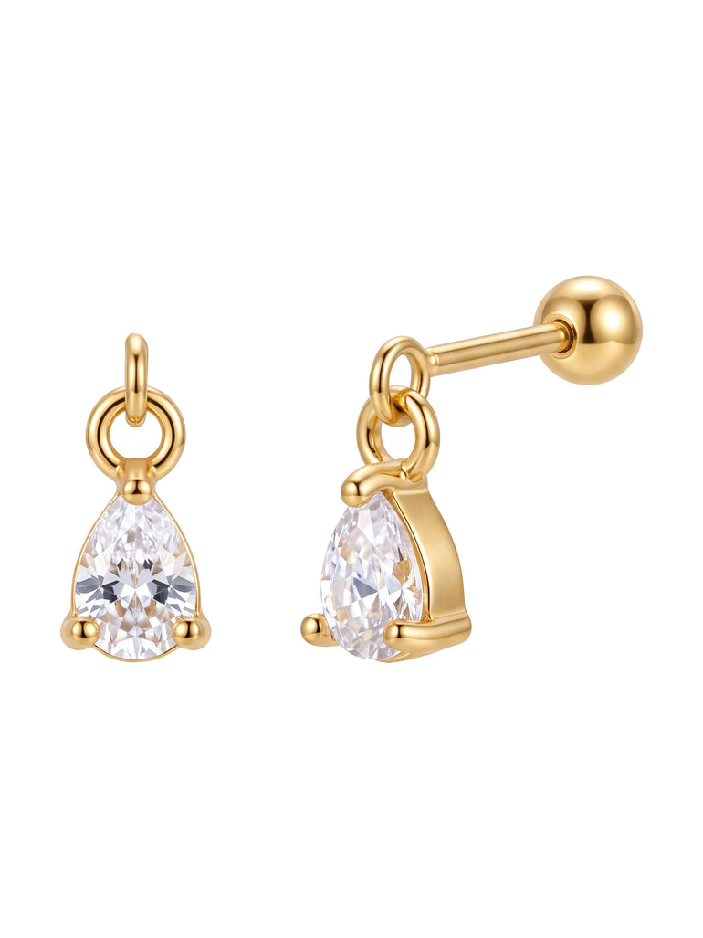 Arete Colgante Zirconia Gota Acero Inoxidable