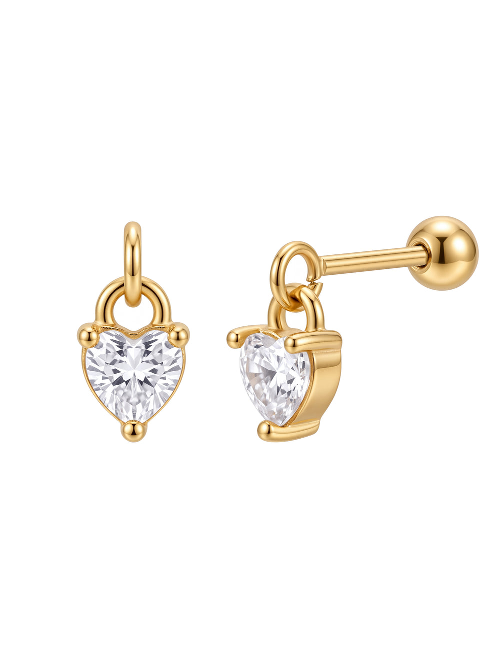 Arete Colgante Zirconia Corazon Acero Inoxidable