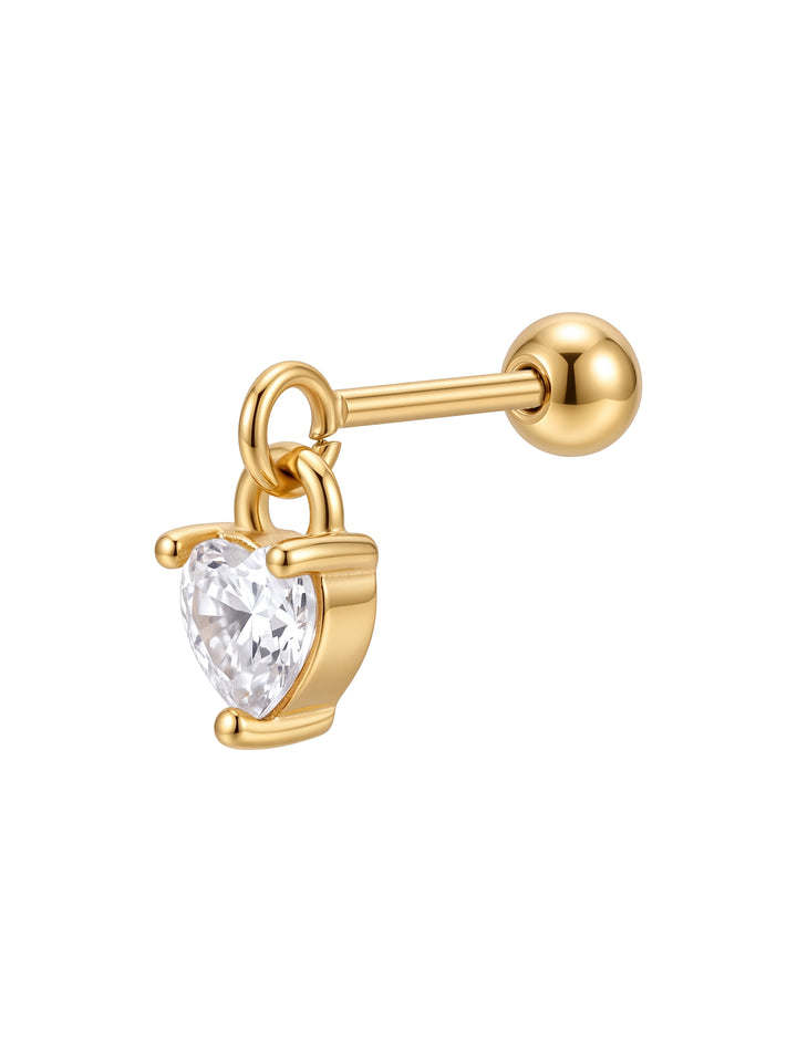 Arete Colgante Zirconia Corazon Acero Inoxidable