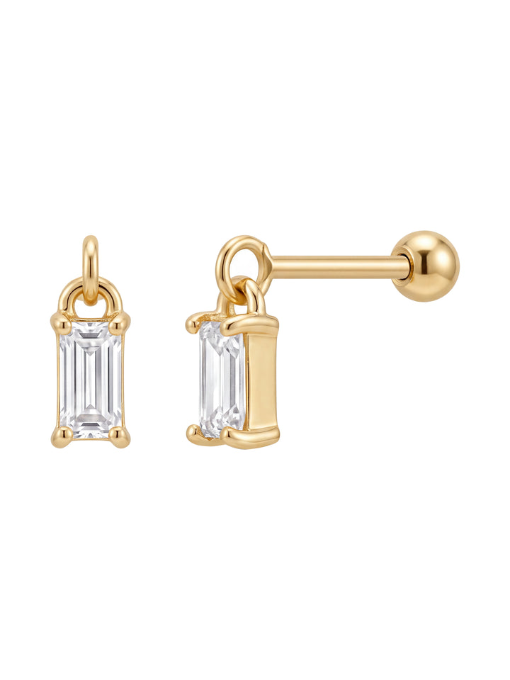 Arete Colgante Zirconia Rectangular Acero Inoxidable