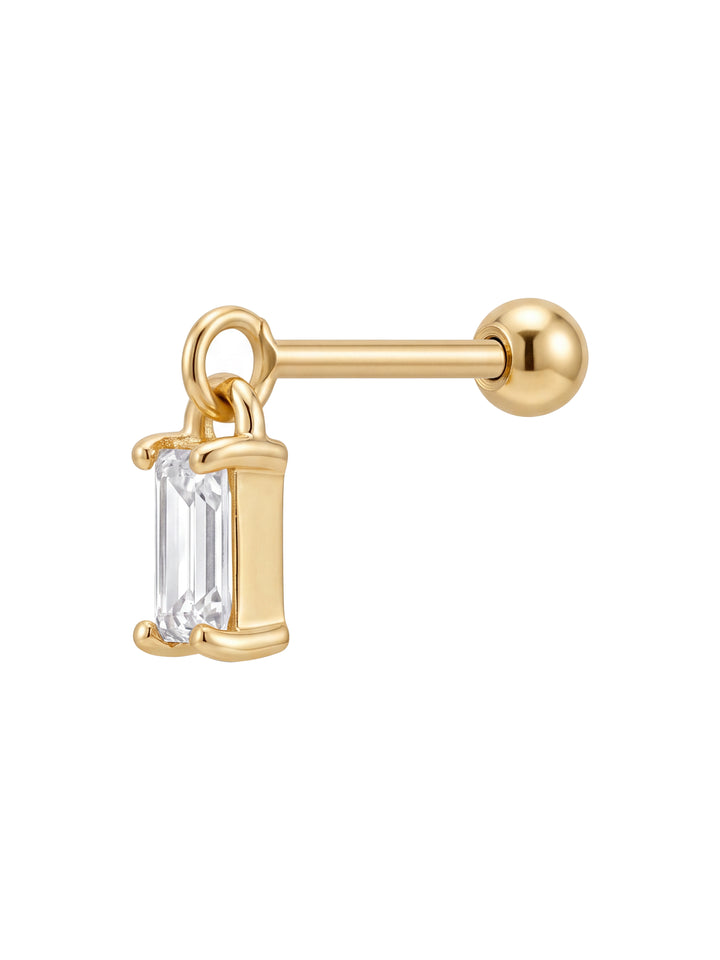 Arete Colgante Zirconia Rectangular Acero Inoxidable