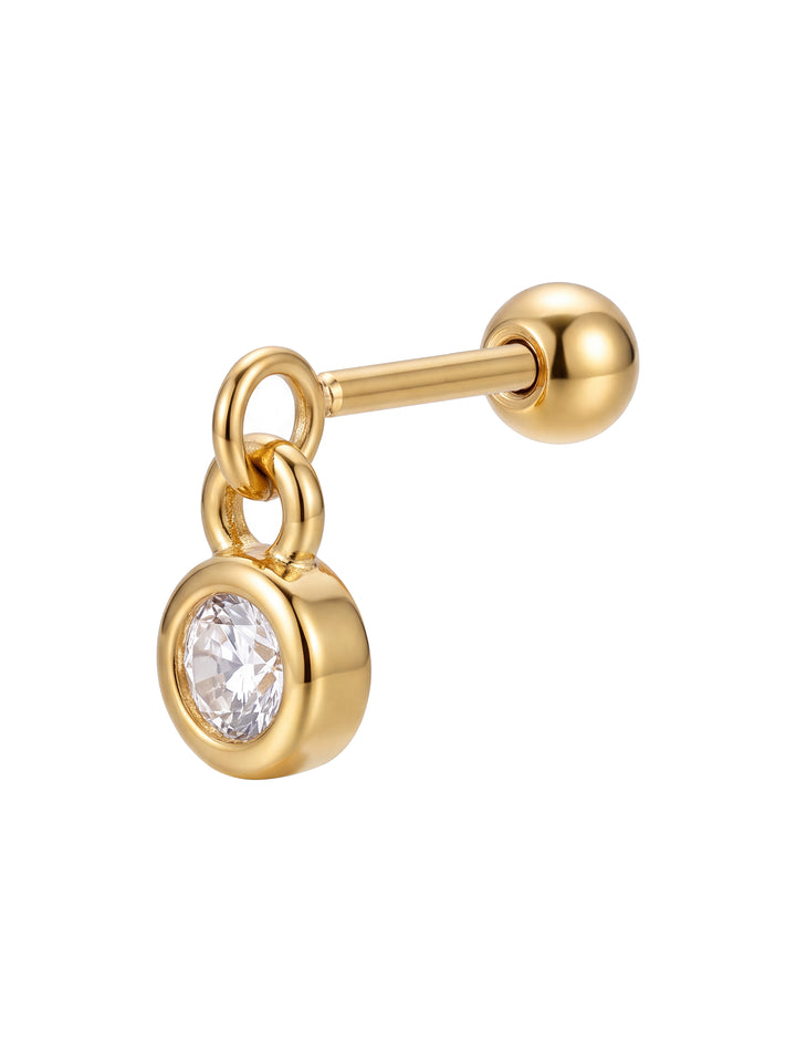 Arete Colgante Zirconia Redonda Acero Inoxidable