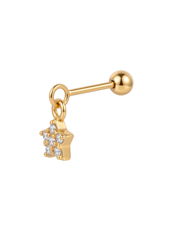 Arete Colgante Estrella Con Zirconias Acero Inoxidable