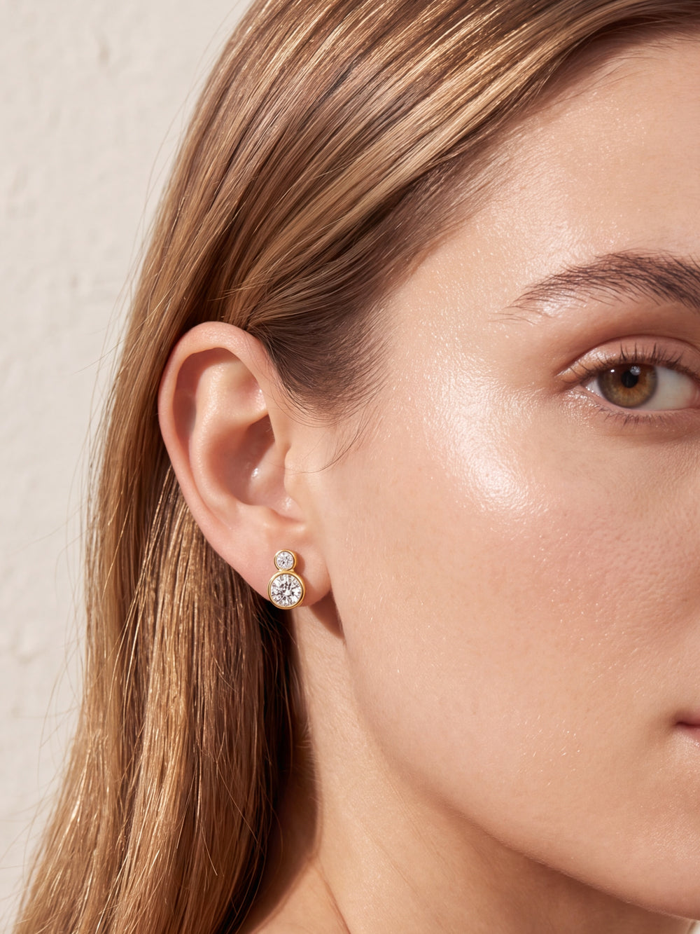 Par Arete Doble Moissanita Redonda 1.09 CT