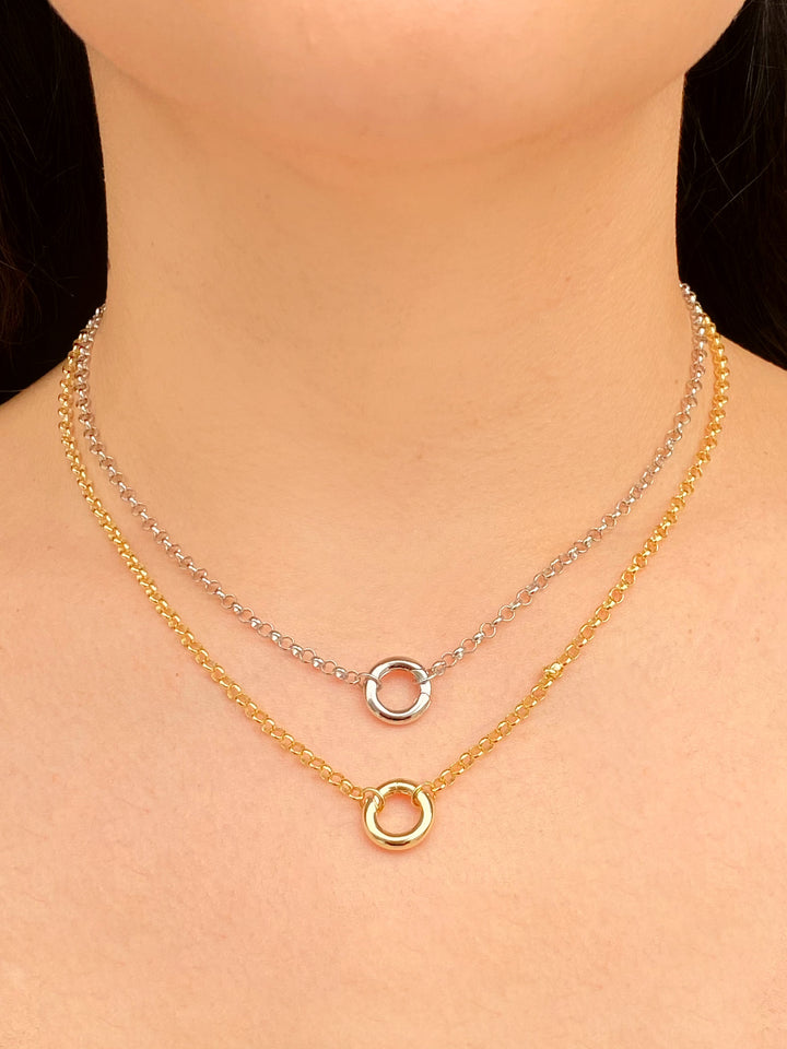 Collar Cadena Dije Central Contorno Circulo