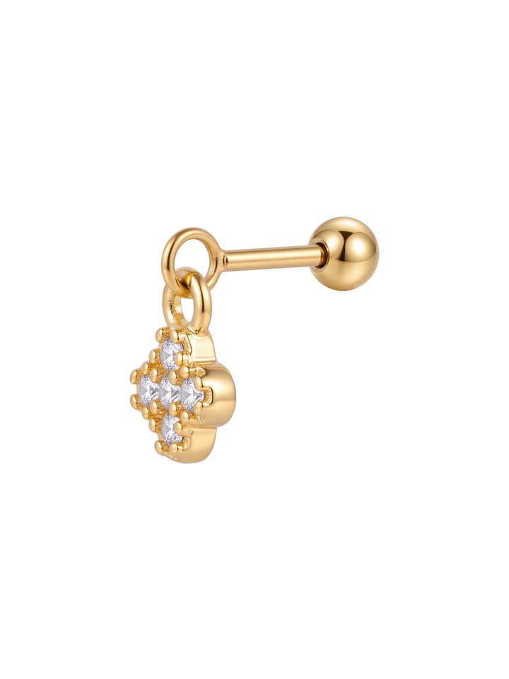 Arete Colgante Trebol Zirconias Acero Inoxidable