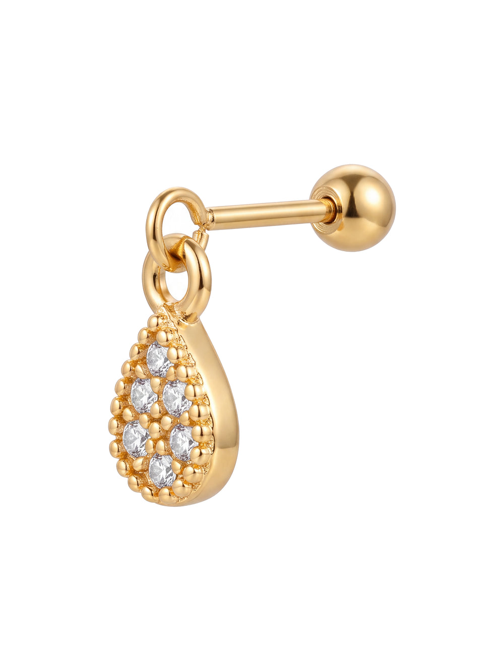 Arete Colgante Gota Con Zirconias Acero Inoxidable