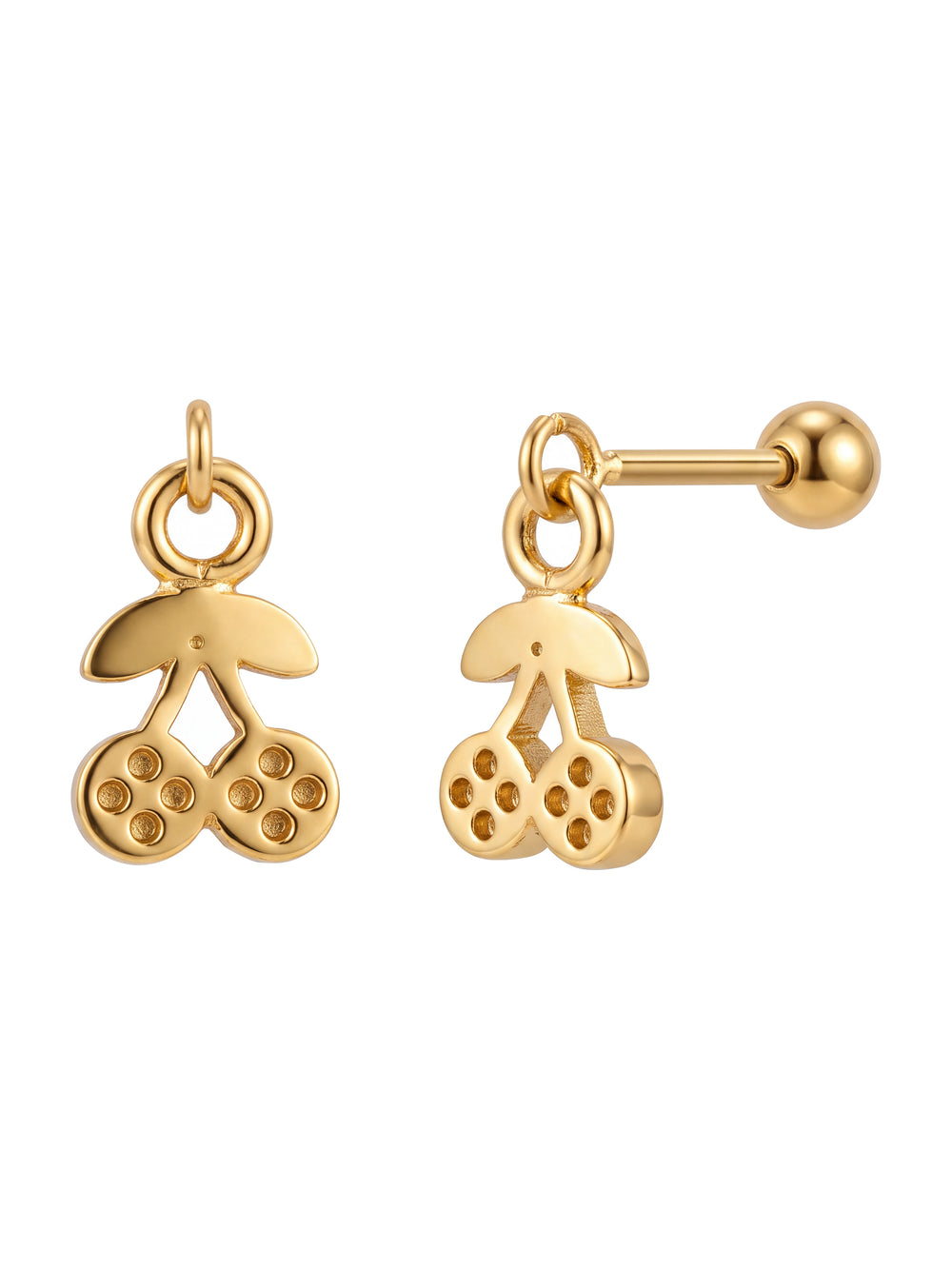 Arete Colgante Cerezas Con Zirconias Acero Inoxidable