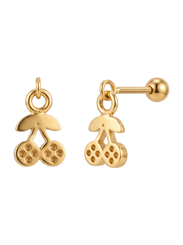 Arete Colgante Cerezas Con Zirconias Acero Inoxidable
