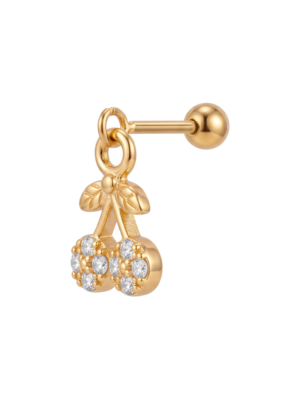 Arete Colgante Cerezas Con Zirconias Acero Inoxidable
