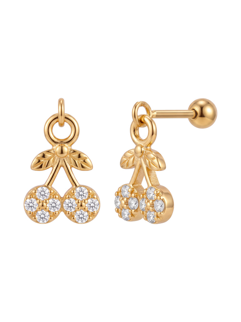Arete Colgante Cerezas Con Zirconias Acero Inoxidable