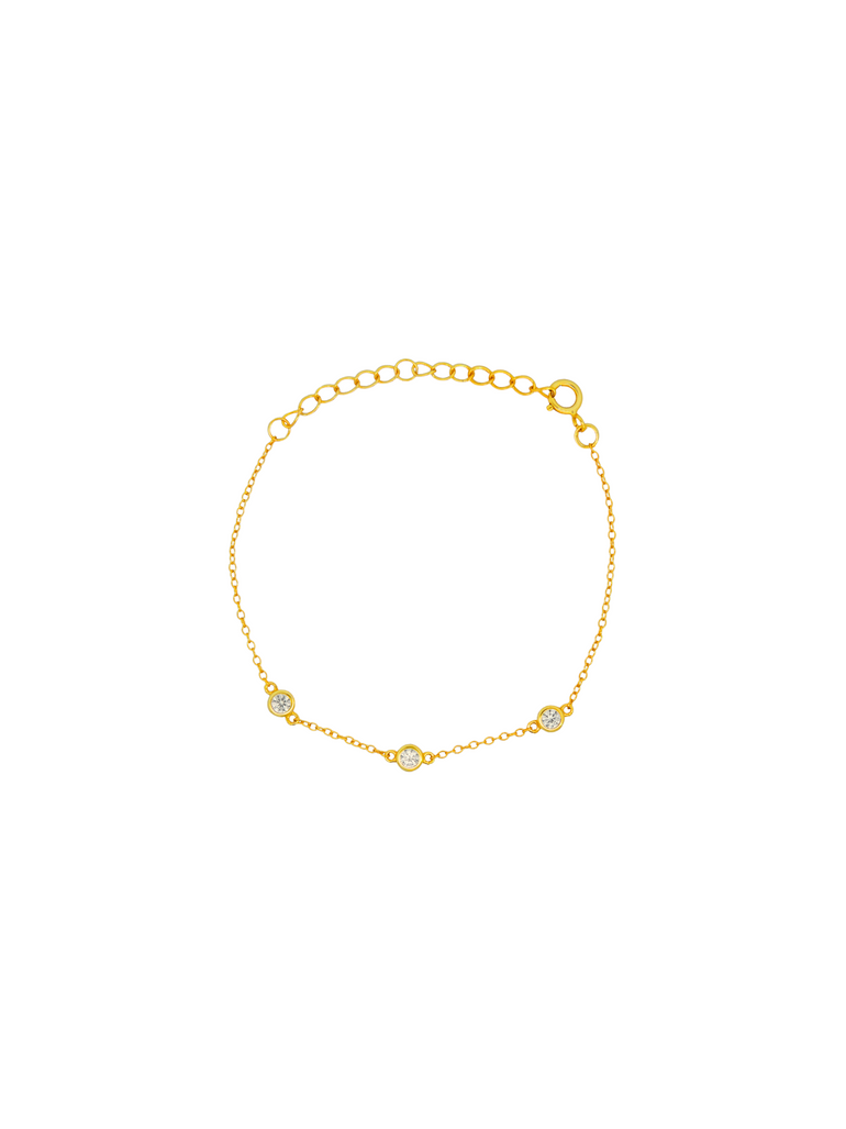 Pulsera Con Tres Zirconias Redondas