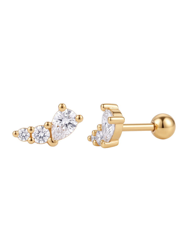Arete Curva Gota Con Zirconias Acero Inoxidable
