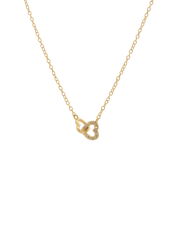 Collar Doble Corazon Con Zirconias