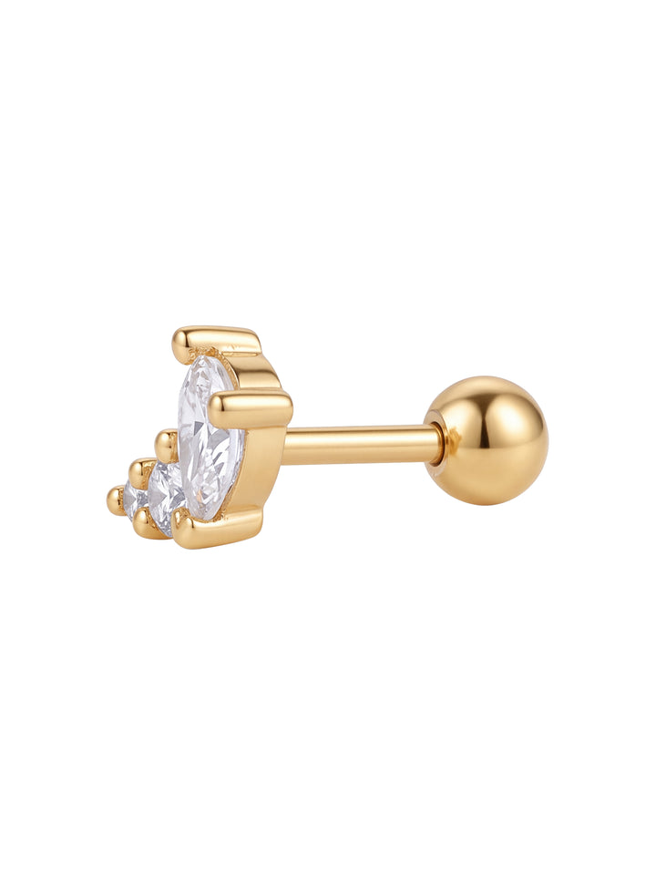 Arete Curva Gota Con Zirconias Acero Inoxidable