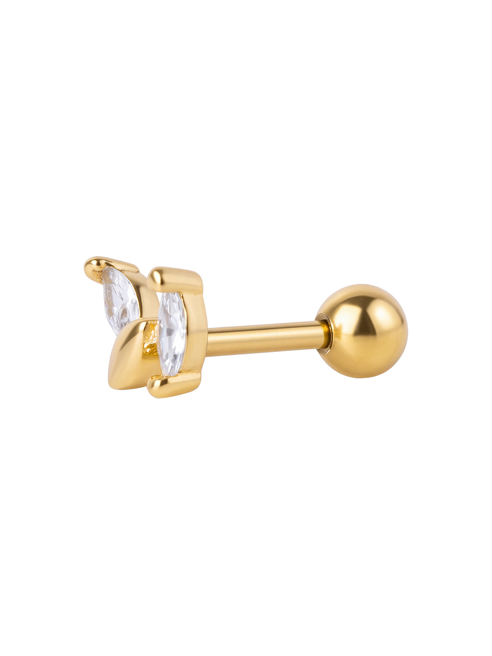Arete Dos Zirconias Marquesa Y Liso Acero Inoxidable