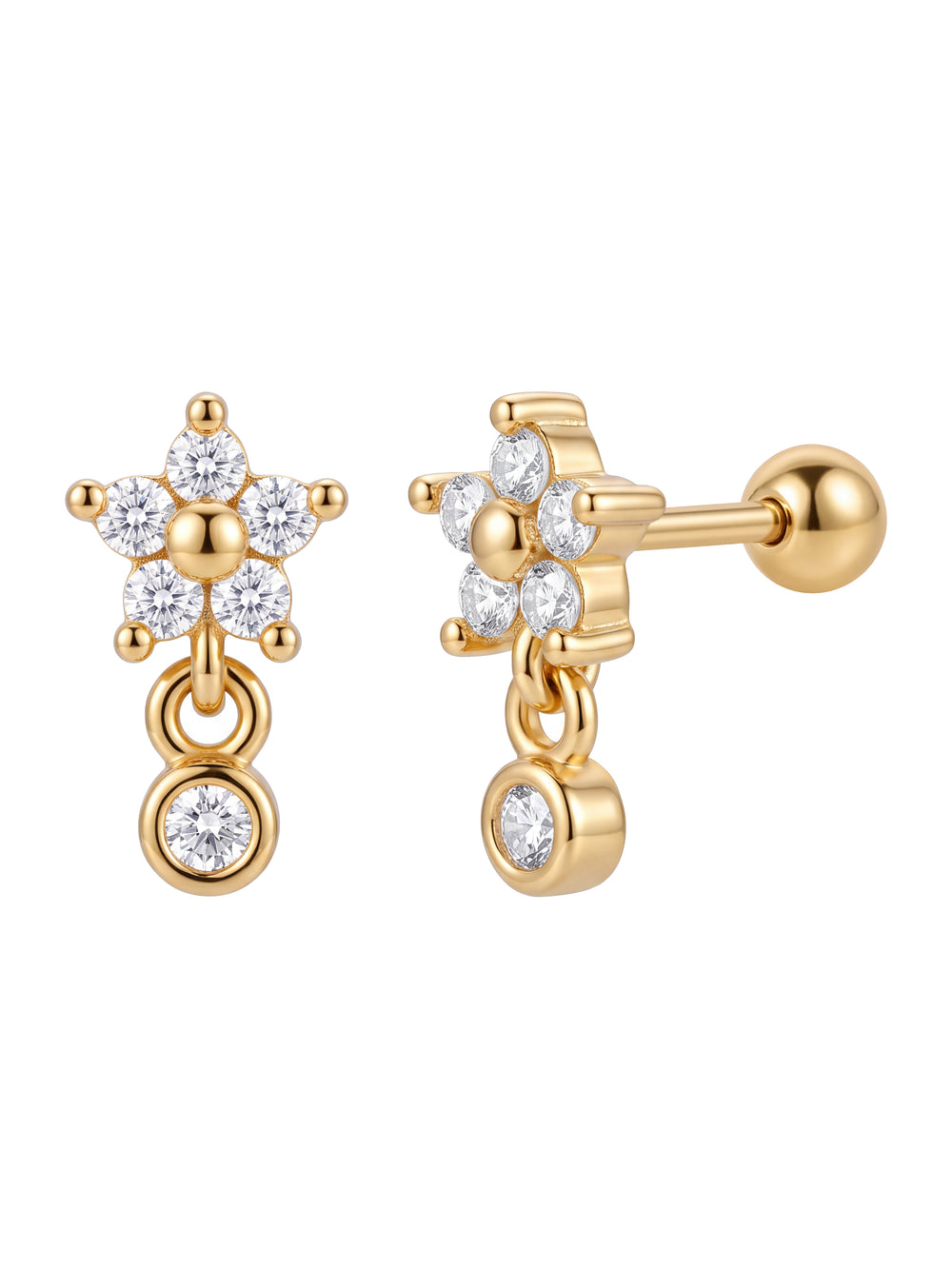Arete Estrella Con Zirconia Colgante Acero Inoxidable