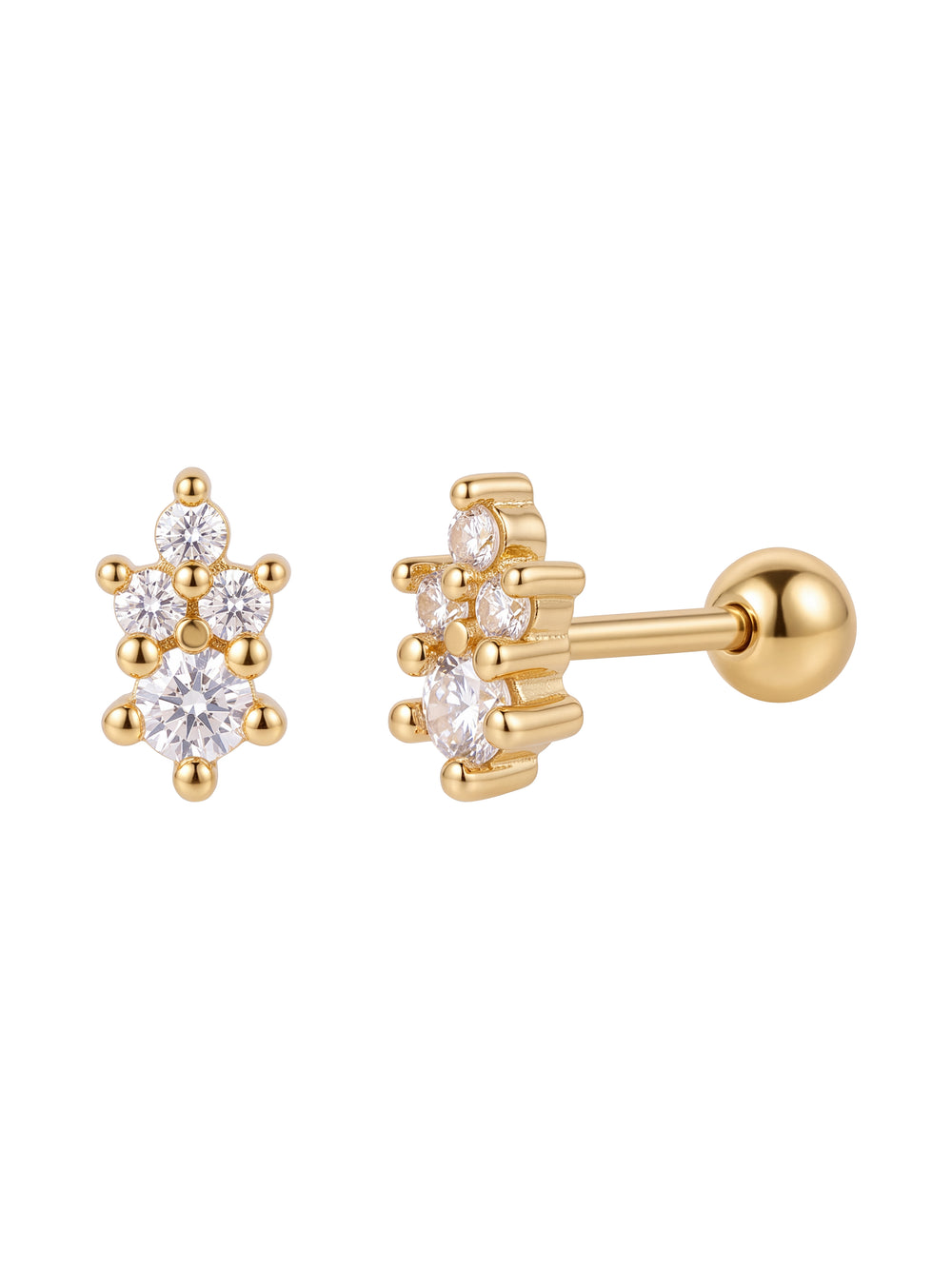 Arete Con Tres Minis Zirconias Acero Inoxidable
