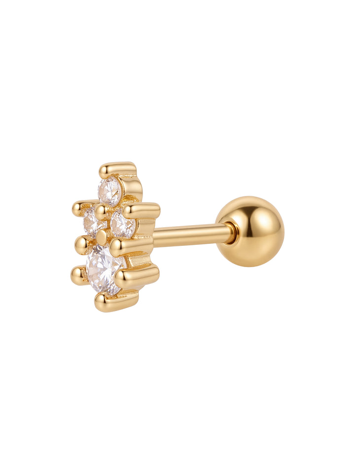 Arete Con Tres Minis Zirconias Acero Inoxidable