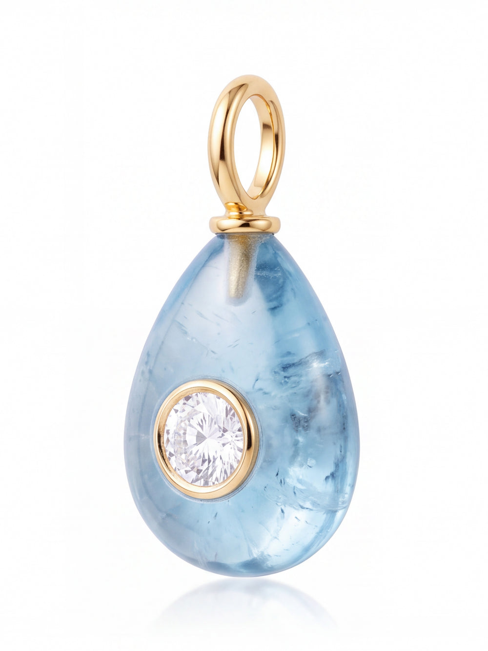 Dije Ovalado Piedra Topacio Azul