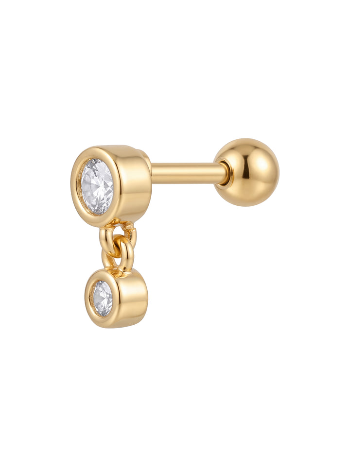 Arete Dos Zirconias Bisel Colgantes Acero Inoxidable