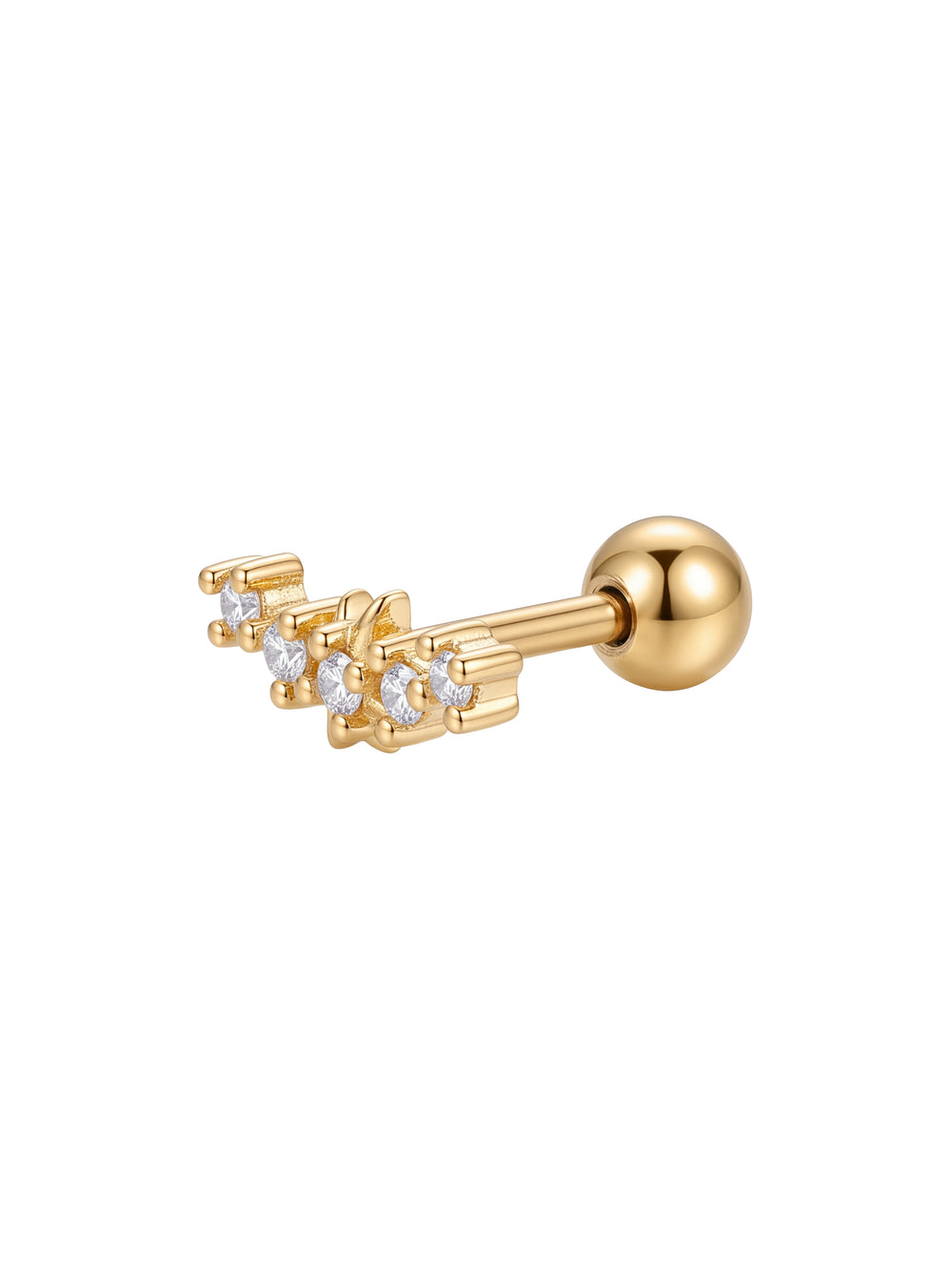 Arete Curva Estrella Con Zirconias Acero Inoxidable