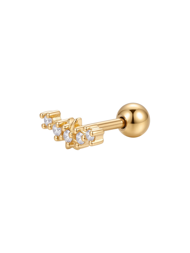 Arete Curva Estrella Con Zirconias Acero Inoxidable