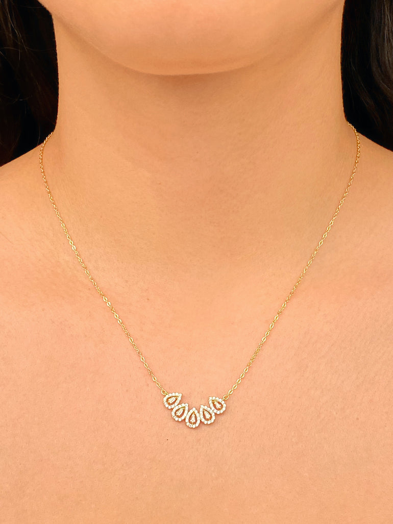 Collar Con Dije Cinco Gotas Zirconias