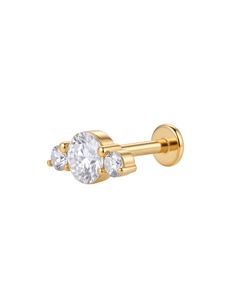 Arete Tres Zirconias Redondas Primera Perforacion Titanio