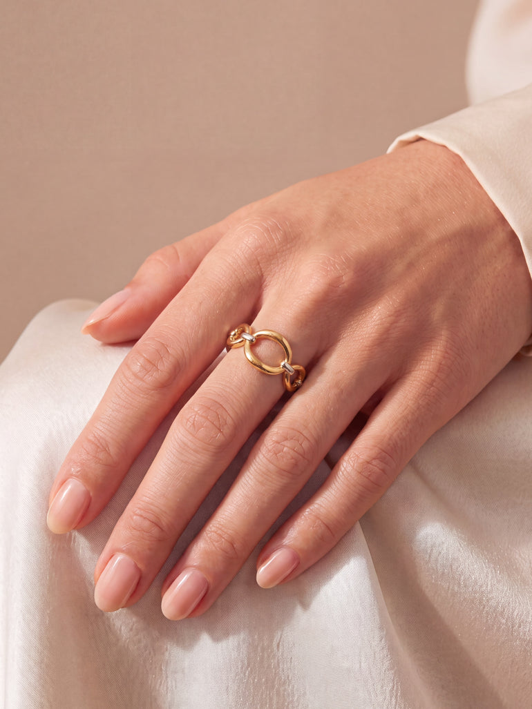 Anillo Ovados Enlazados Combinado