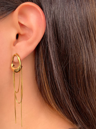 Par Arete Ovalo Irregular Con Tiras