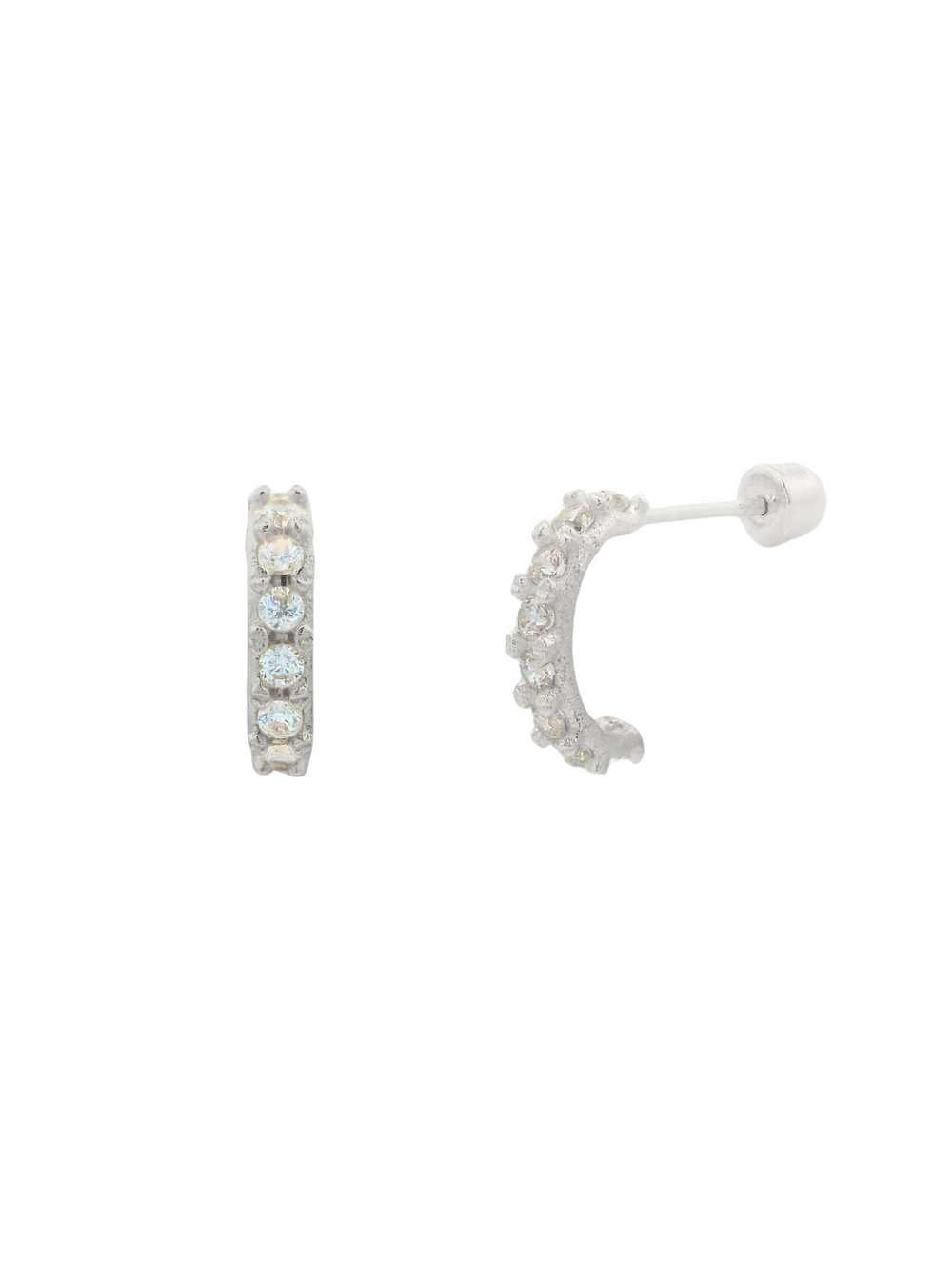 Semi Arracada Mini Con Zirconias Oro 14k