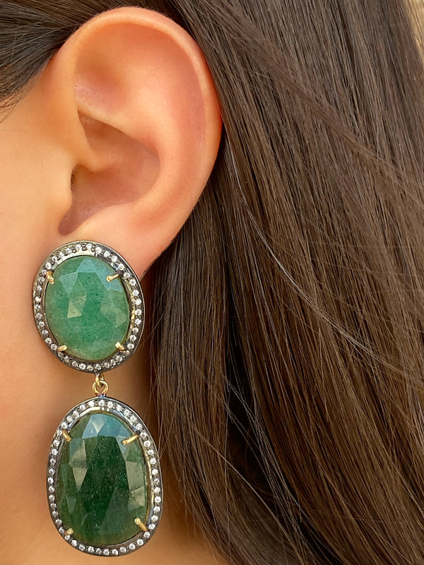 Par Arete Con Piedra Esmeralda