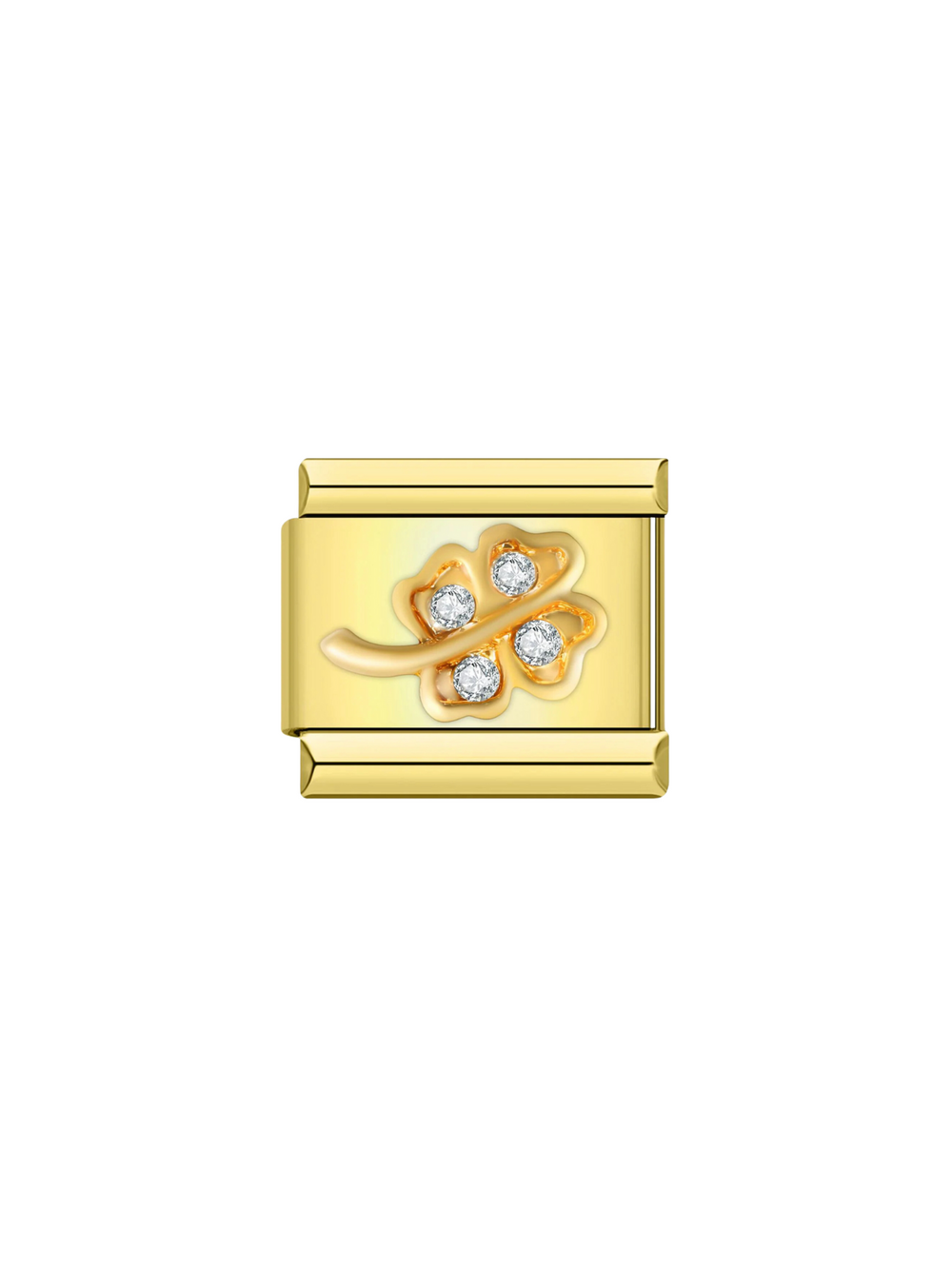Charm Trebol Dorado Zirconia