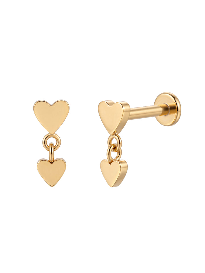 Arete Doble Corazon Primera Perforacion Titanio
