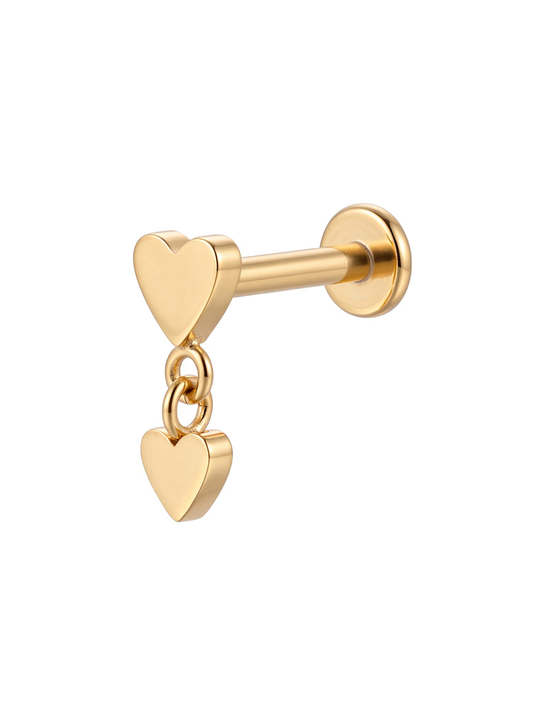 Arete Doble Corazon Primera Perforacion Titanio