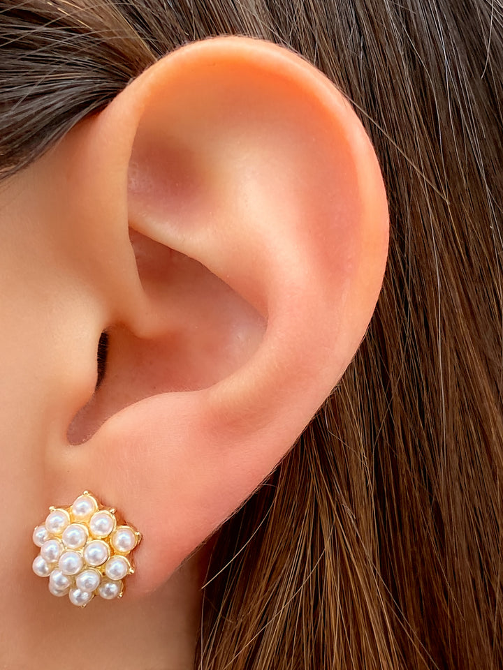 Par Arete Flor Con Perlitas