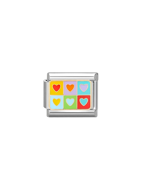 Charm Cuadricula Corazones Rainbow