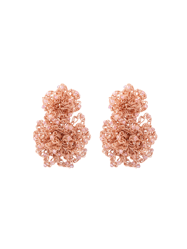 Par Arete Doble Tejido Rosa