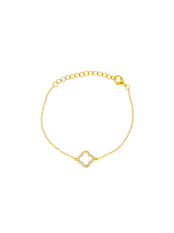Pulsera Contorno Trebol Zirconias