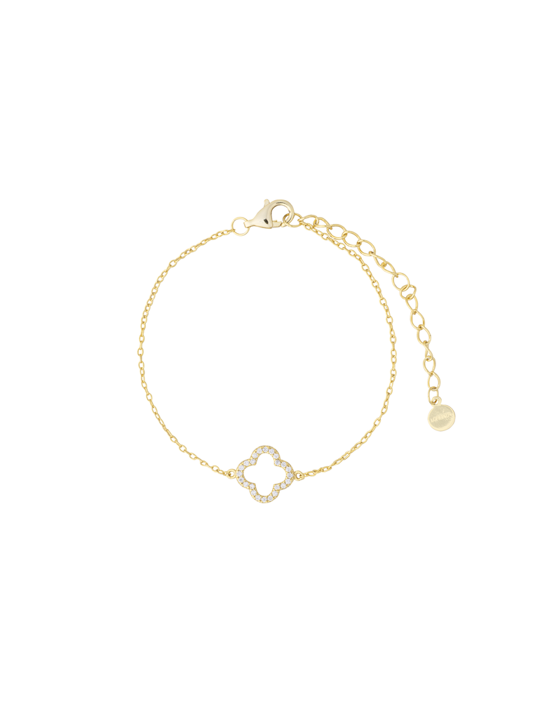 Pulsera Contorno Trebol Zirconias