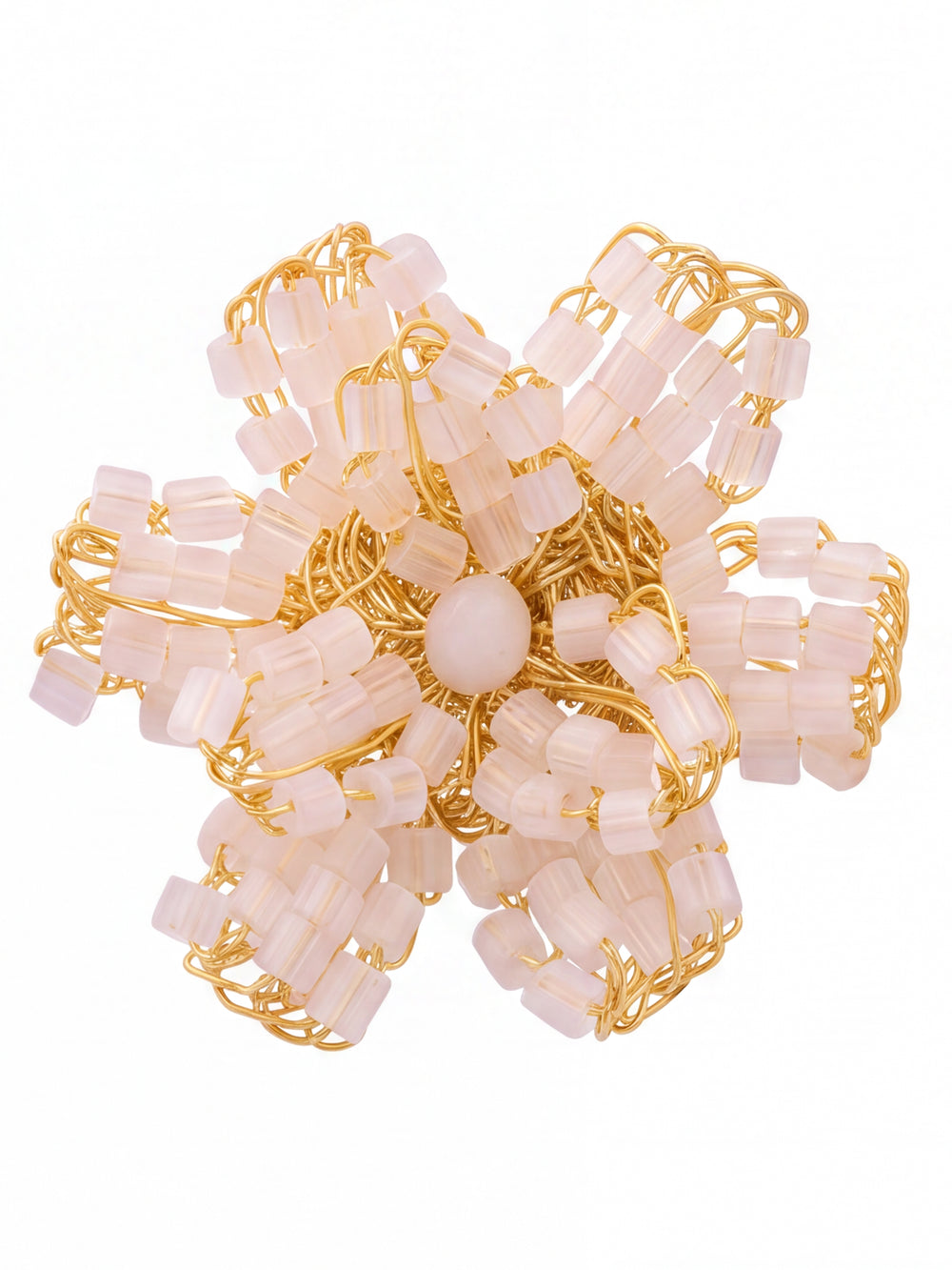 Par Arete Flor Blanca Con Dorado